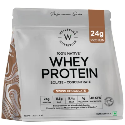Whey Protein Isolate + Concentrate 24g | 1kg | 4B CFU Probiotics | Swiss Chocolate