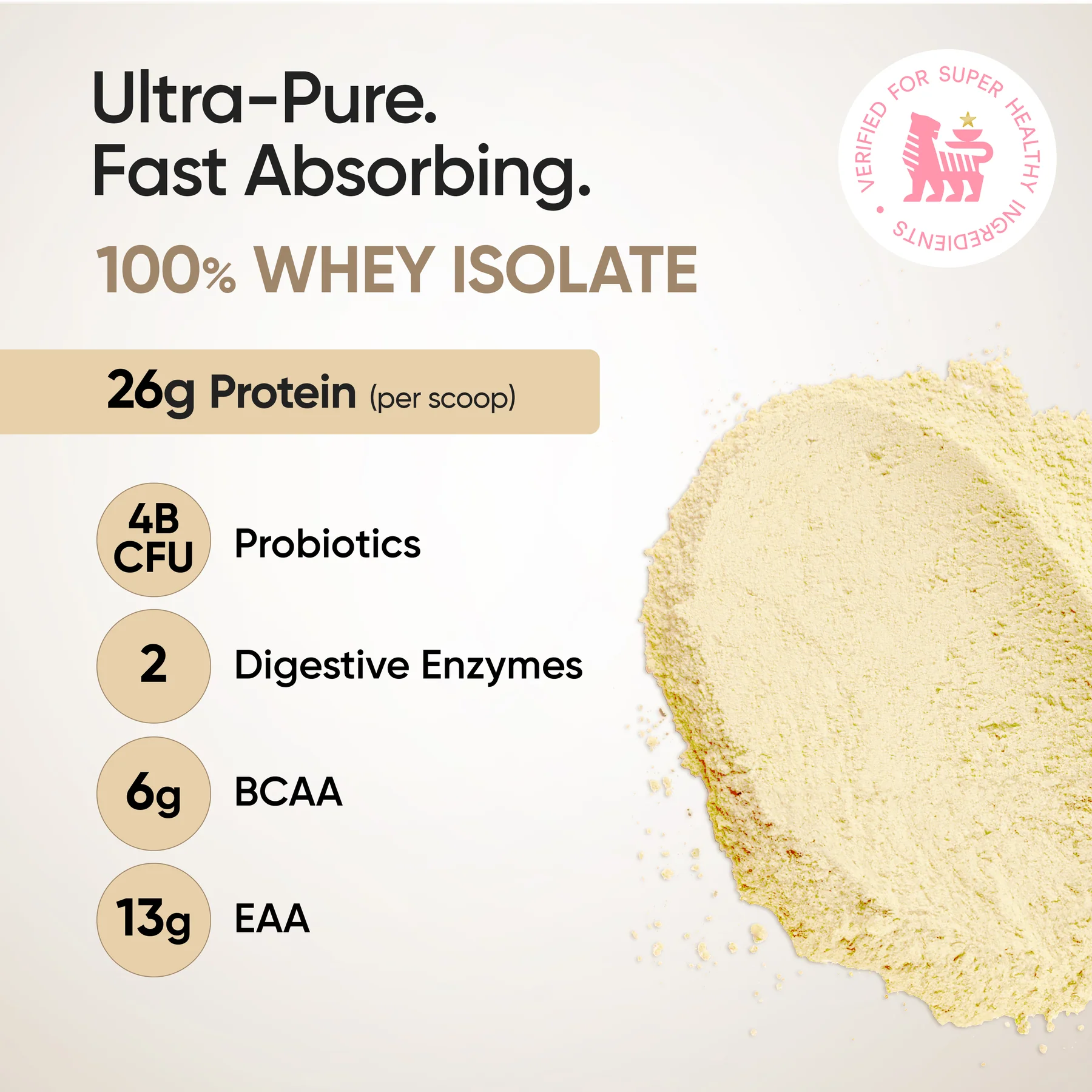 Whey Protein Isolate 26g | 1kg | 4B CFU Probiotics | Bourbon Vanilla - Image 2