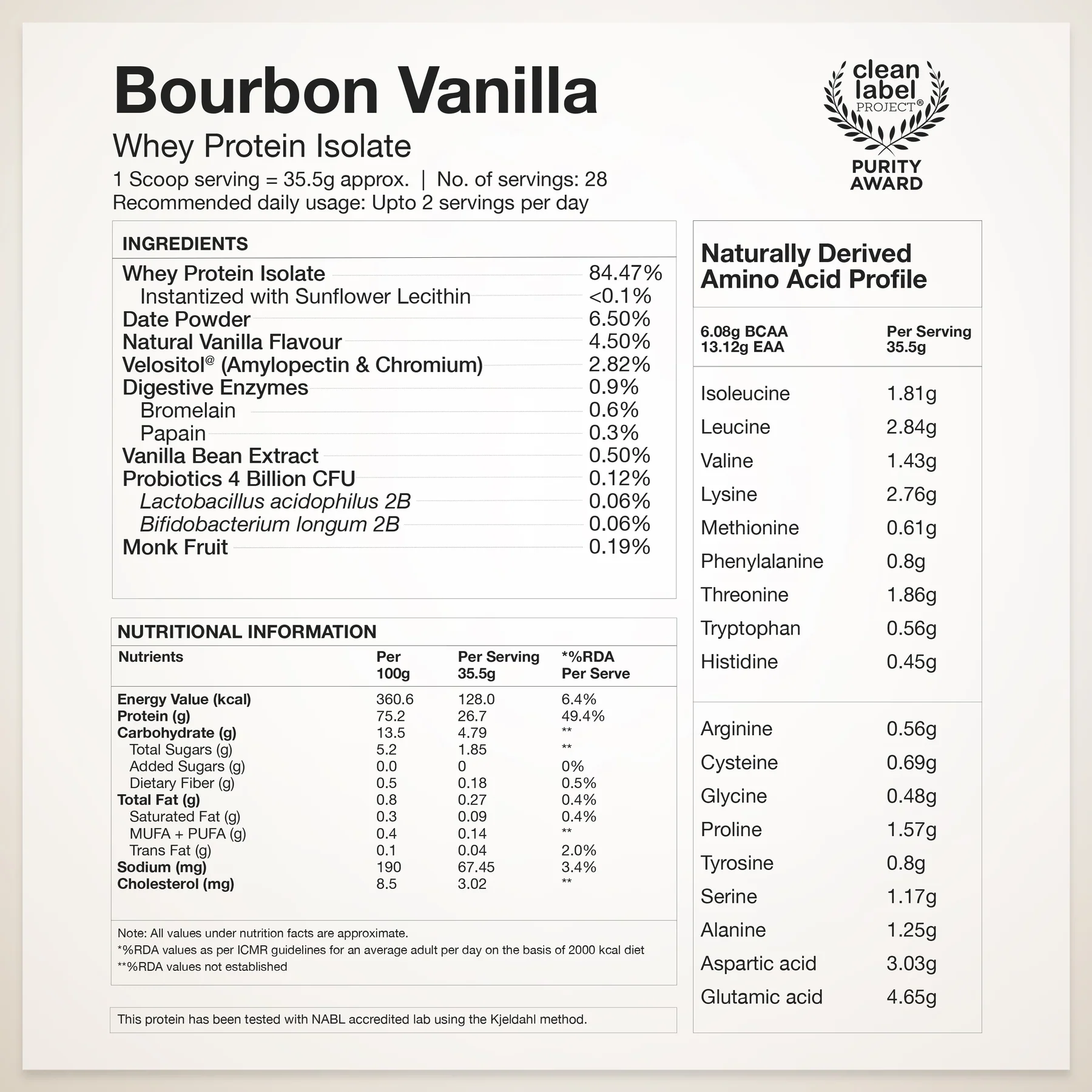 Whey Protein Isolate 26g | 1kg | 4B CFU Probiotics | Bourbon Vanilla - Image 8