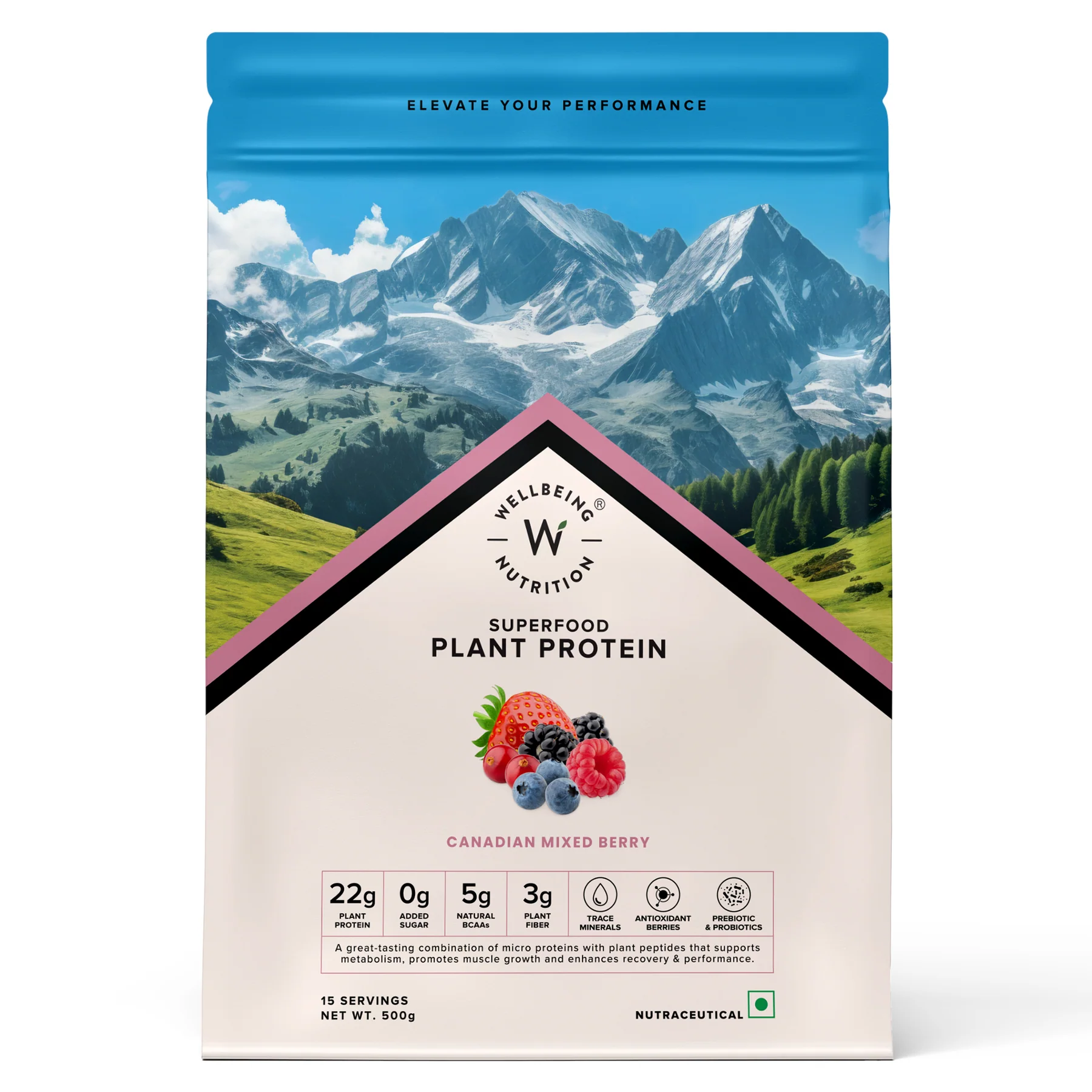 Vegan Protein 22g | 500g | 3B CFU Probiotics | Canadian Mixed Berry