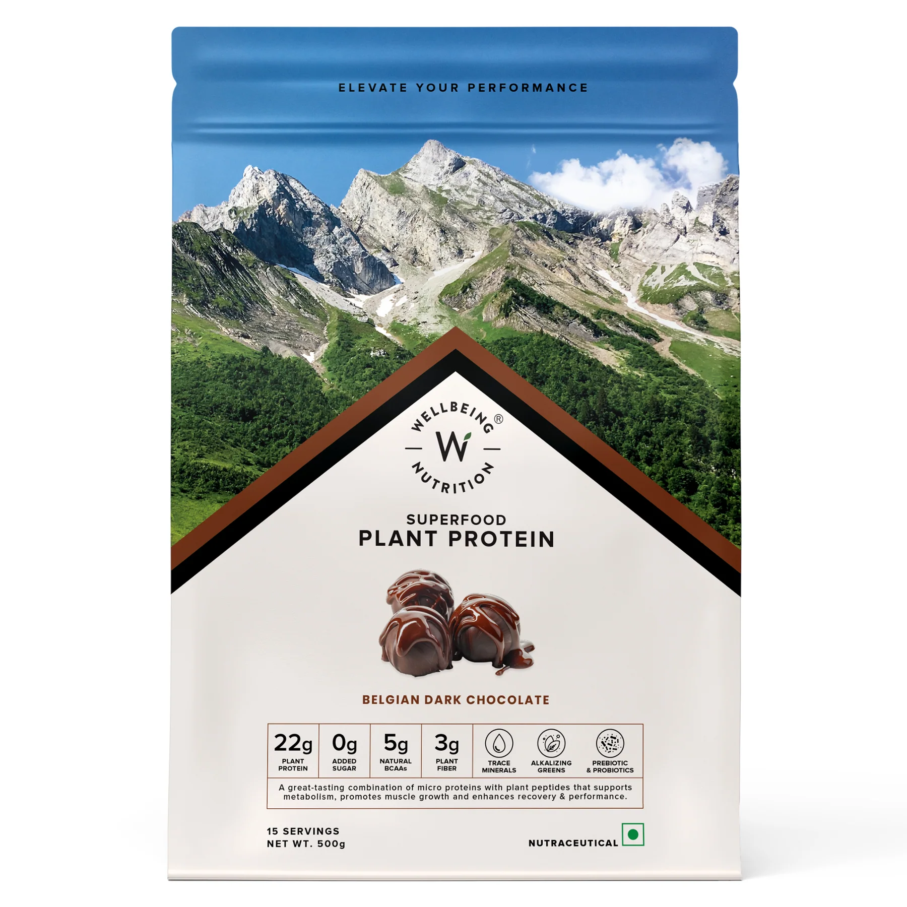 Vegan Protein 22g | 500g | 3B CFU Probiotics | Belgian Dark Chocolate