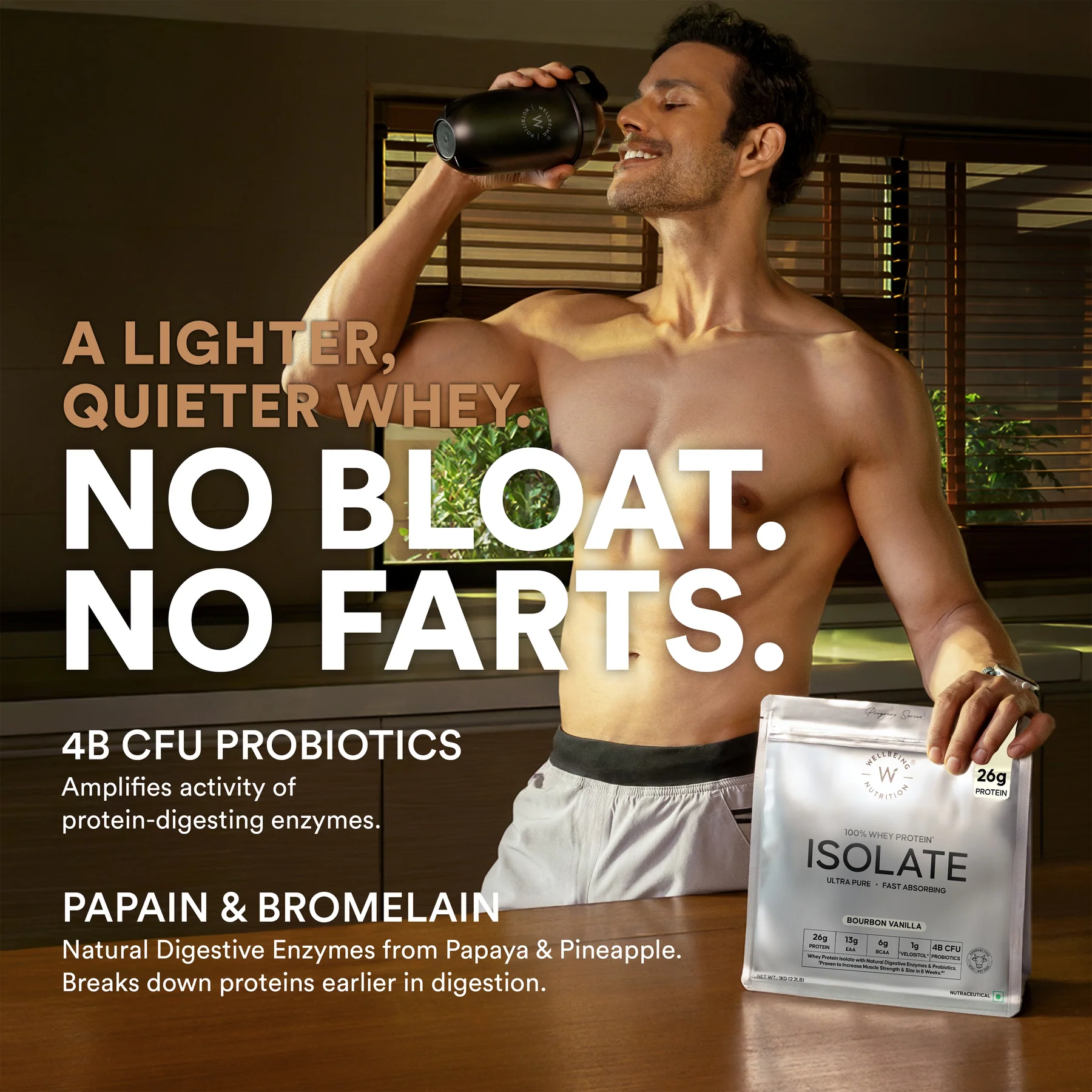 Whey Protein Isolate 26g | 1kg | 4B CFU Probiotics | Bourbon Vanilla - Image 3